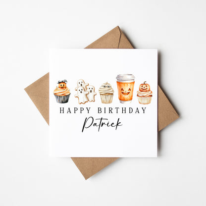 Halloween Birthday card Personalised unique seasonal card with envelope