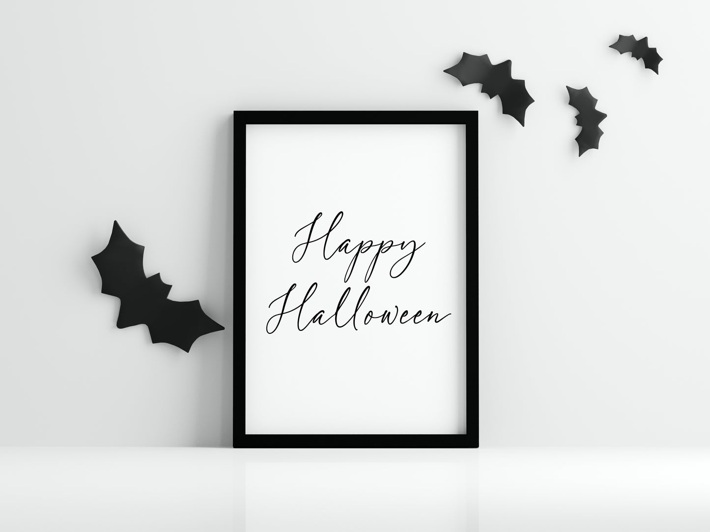 Halloween print, Happy Halloween black seasonal unframed wall art poster