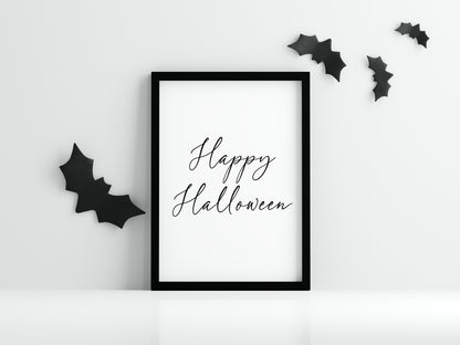 Halloween print, Happy Halloween black seasonal unframed wall art poster