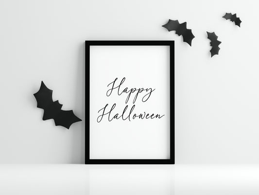 Halloween print, Happy Halloween black seasonal unframed wall art poster