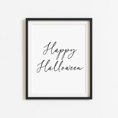Halloween print, Happy Halloween black seasonal unframed wall art poster