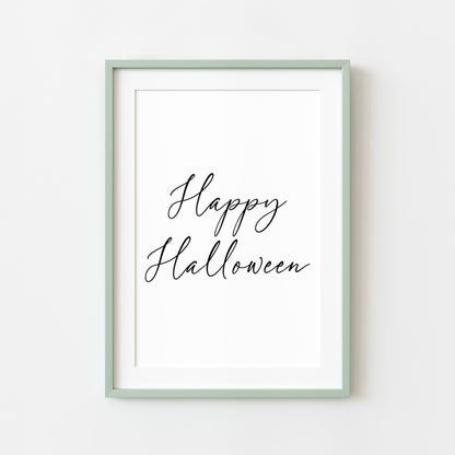 Halloween print, Happy Halloween black seasonal unframed wall art poster