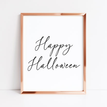 Halloween print, Happy Halloween black seasonal unframed wall art poster