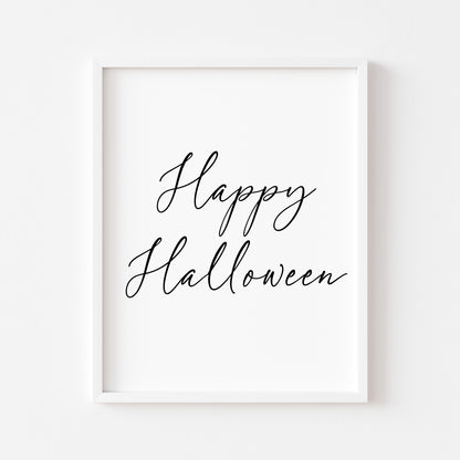 Halloween print, Happy Halloween black seasonal unframed wall art poster