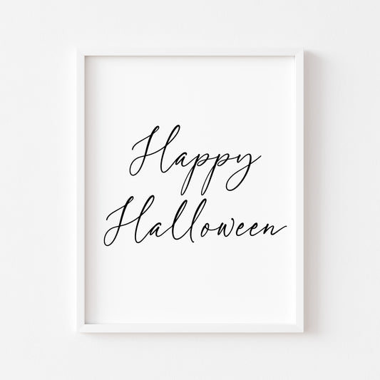 Halloween print, Happy Halloween black seasonal unframed wall art poster