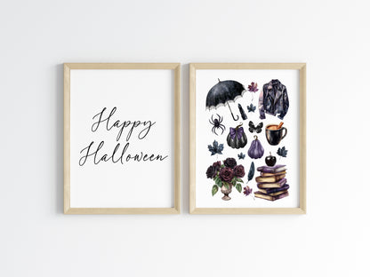 Halloween Set Spooky Witch please Happy Halloween black dark Decor unframed wall art poster prints