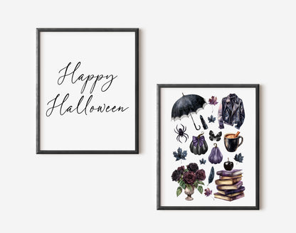 Halloween Set Spooky Witch please Happy Halloween black dark Decor unframed wall art poster prints