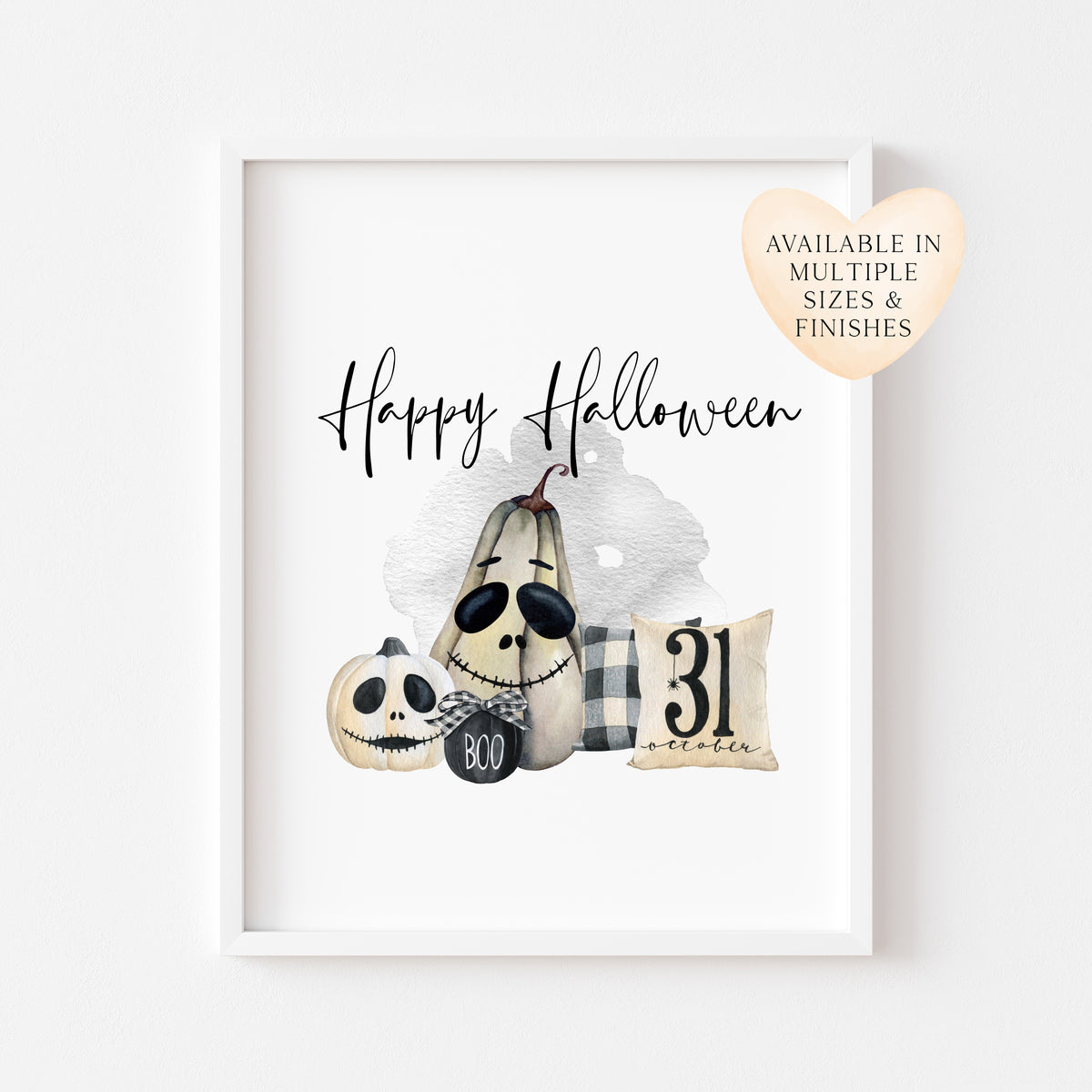 Happy halloween spooky boo seasonal watercolour unframed wall art poster print