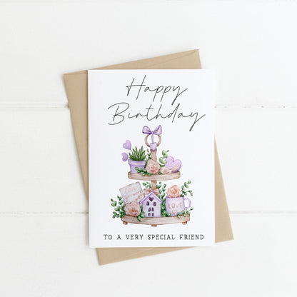 Pack of 4 Happy Birthday individual styles floral rainbow wine hearts humming birds pretty birthday cards with envelope,kraft brown or white