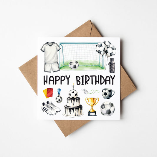 Football Birthday Card footy themed boys bday card with Envelope