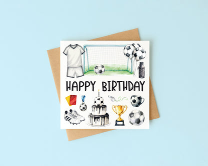 Football Birthday Card footy themed boys bday card with Envelope