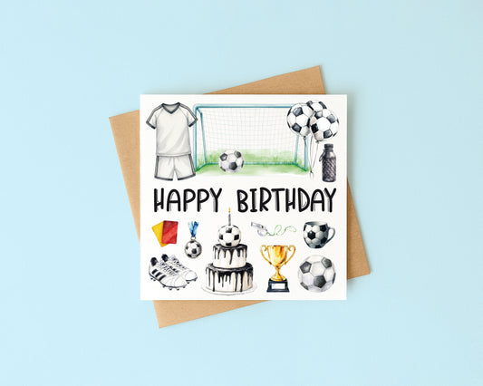 Football Birthday Card footy themed boys bday card with Envelope