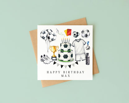 Personalised Football Birthday Card footy themed boys bday card with Envelope