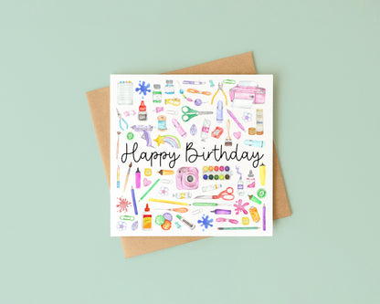 Craft Creator Artist Birthday Card Watercolour Design with Kraft Envelope