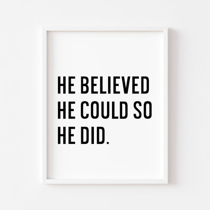 Boys motivational print, kids bedroom positive nursery decor (unframed)