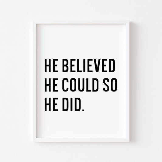 Boys motivational print, kids bedroom positive nursery decor (unframed)
