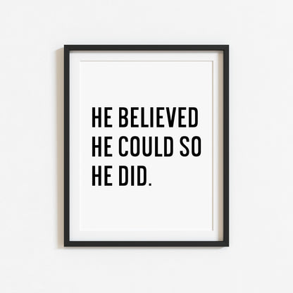 Boys motivational print, kids bedroom positive nursery decor (unframed)