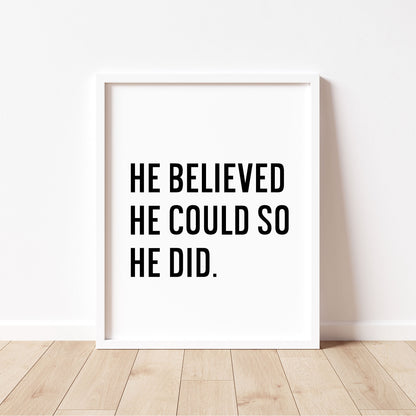 Boys motivational print, kids bedroom positive nursery decor (unframed)