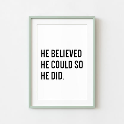 Boys motivational print, kids bedroom positive nursery decor (unframed)
