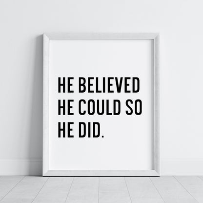 Boys motivational print, kids bedroom positive nursery decor (unframed)