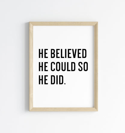 Boys motivational print, kids bedroom positive nursery decor (unframed)