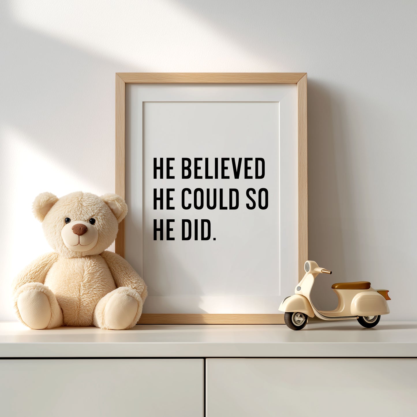 Boys motivational print, kids bedroom positive nursery decor (unframed)