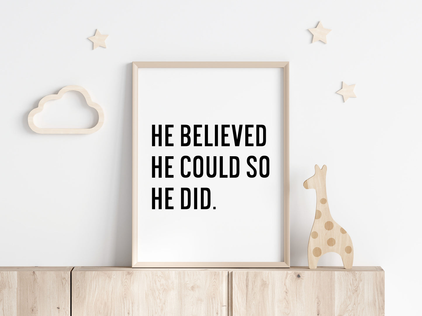 Boys motivational print, kids bedroom positive nursery decor (unframed)