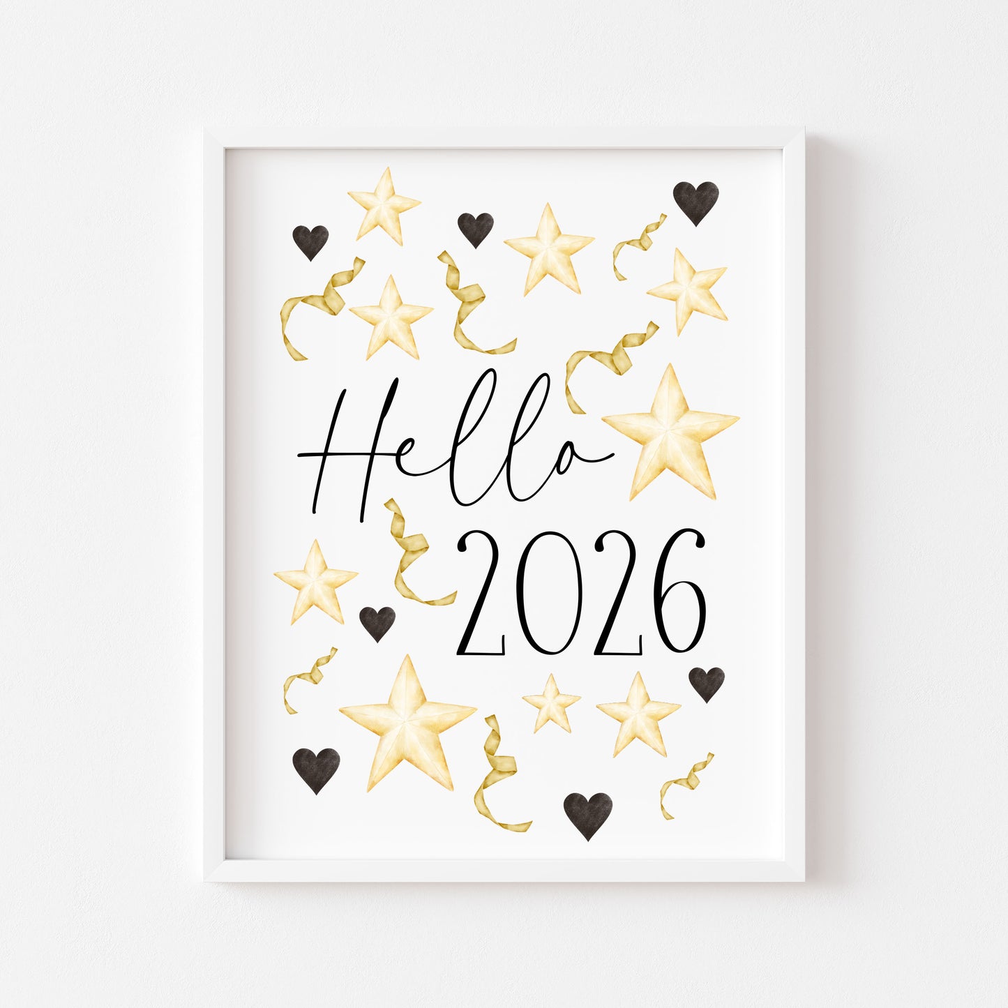 Hello 2026 party celebrate new year  party balloons celebration sign home unframed wall art