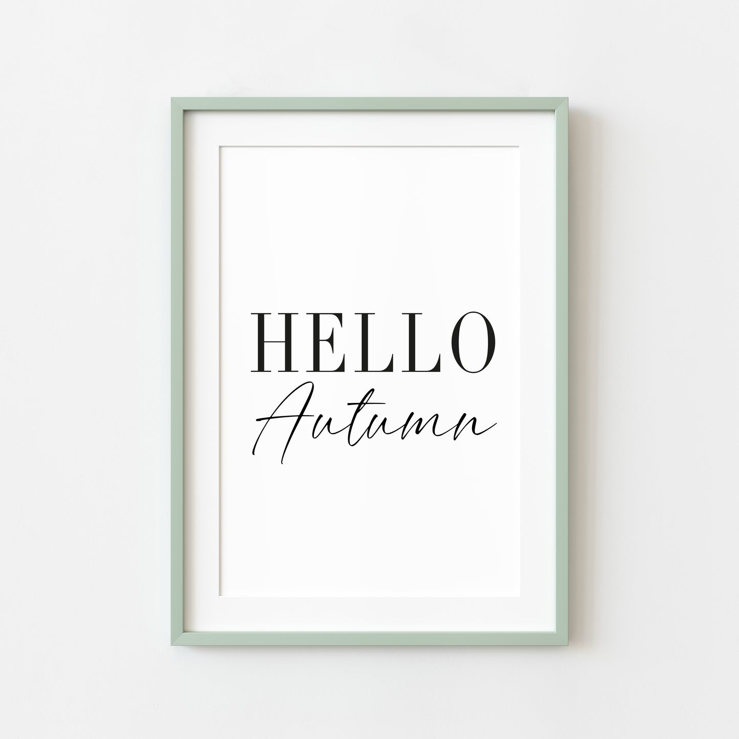Hello Autumn, seasonal fall autumn quote simplistic black & white autumn unframed wall art poster print, autumn home decor autumn quotes