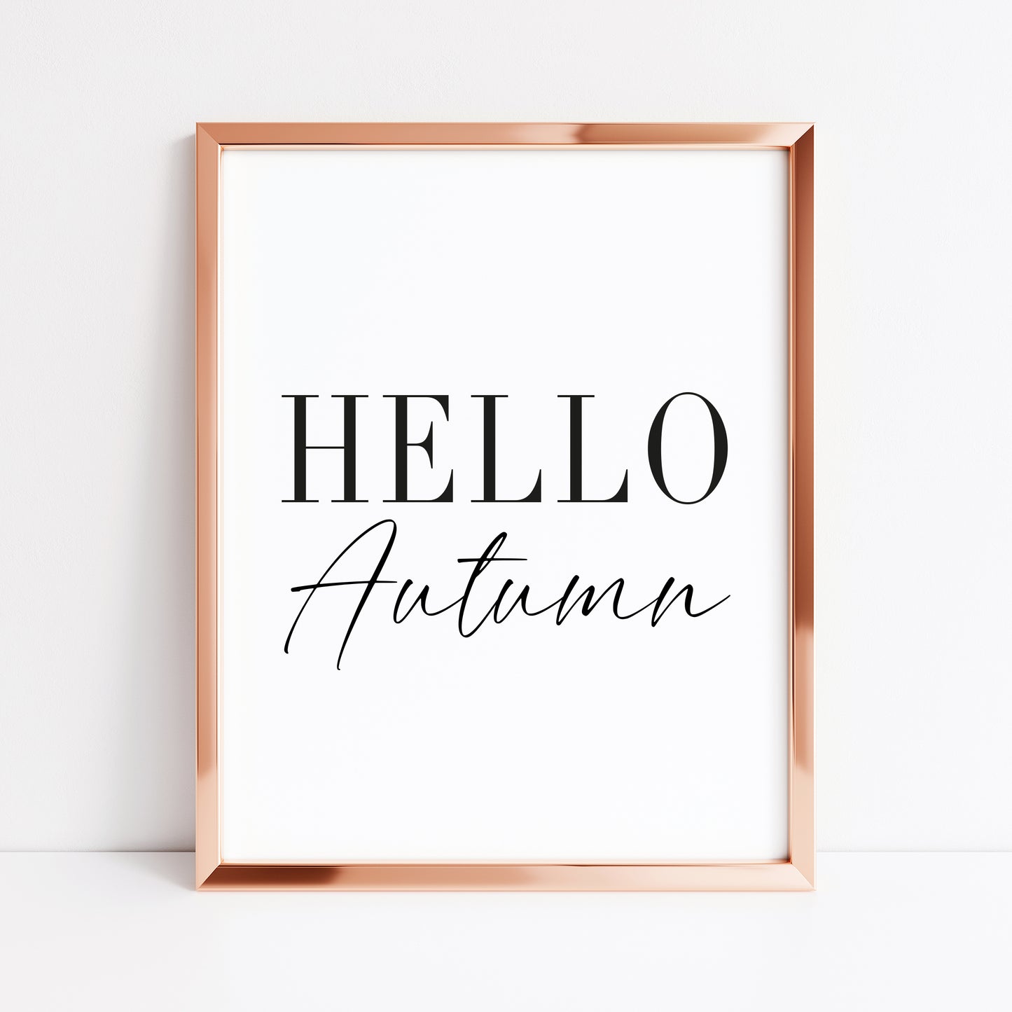 Hello Autumn, seasonal fall autumn quote simplistic black & white autumn unframed wall art poster print, autumn home decor autumn quotes