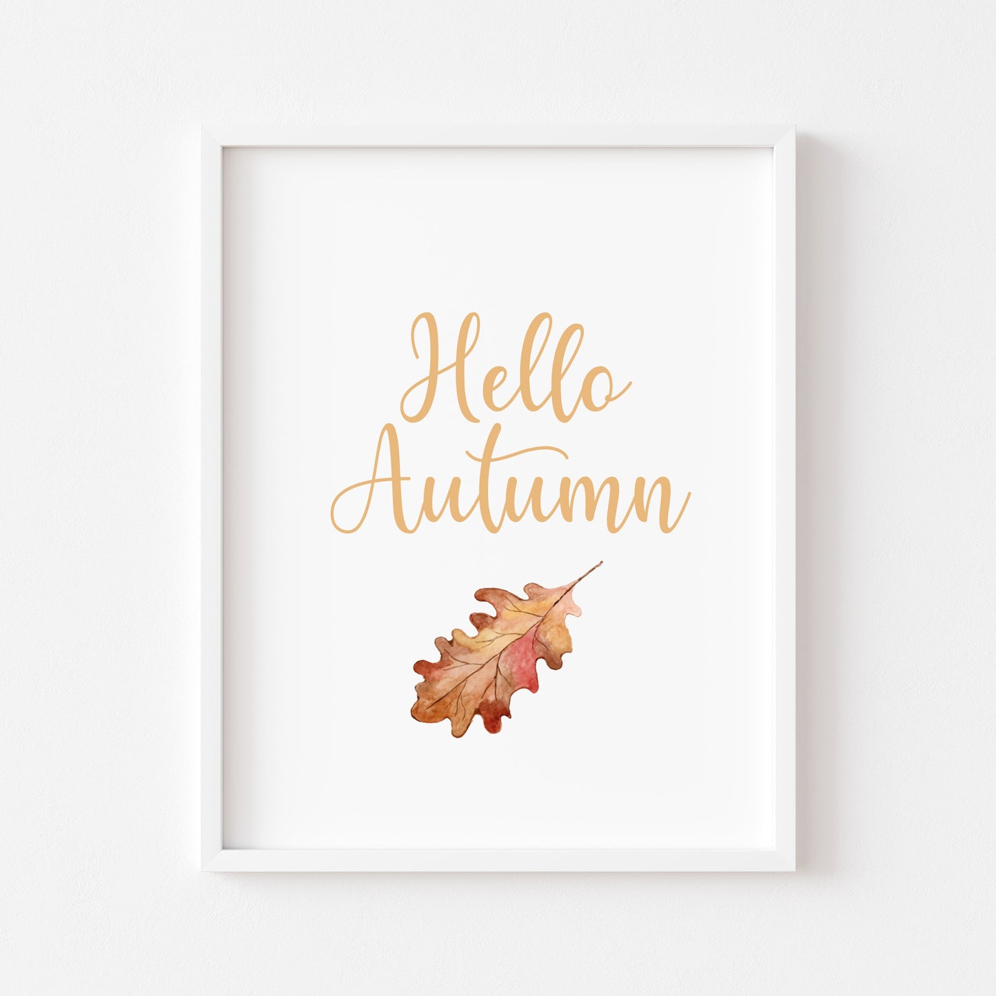 Hello Autumn watercolour leaf seasonal autumnal unframed wall art poster print