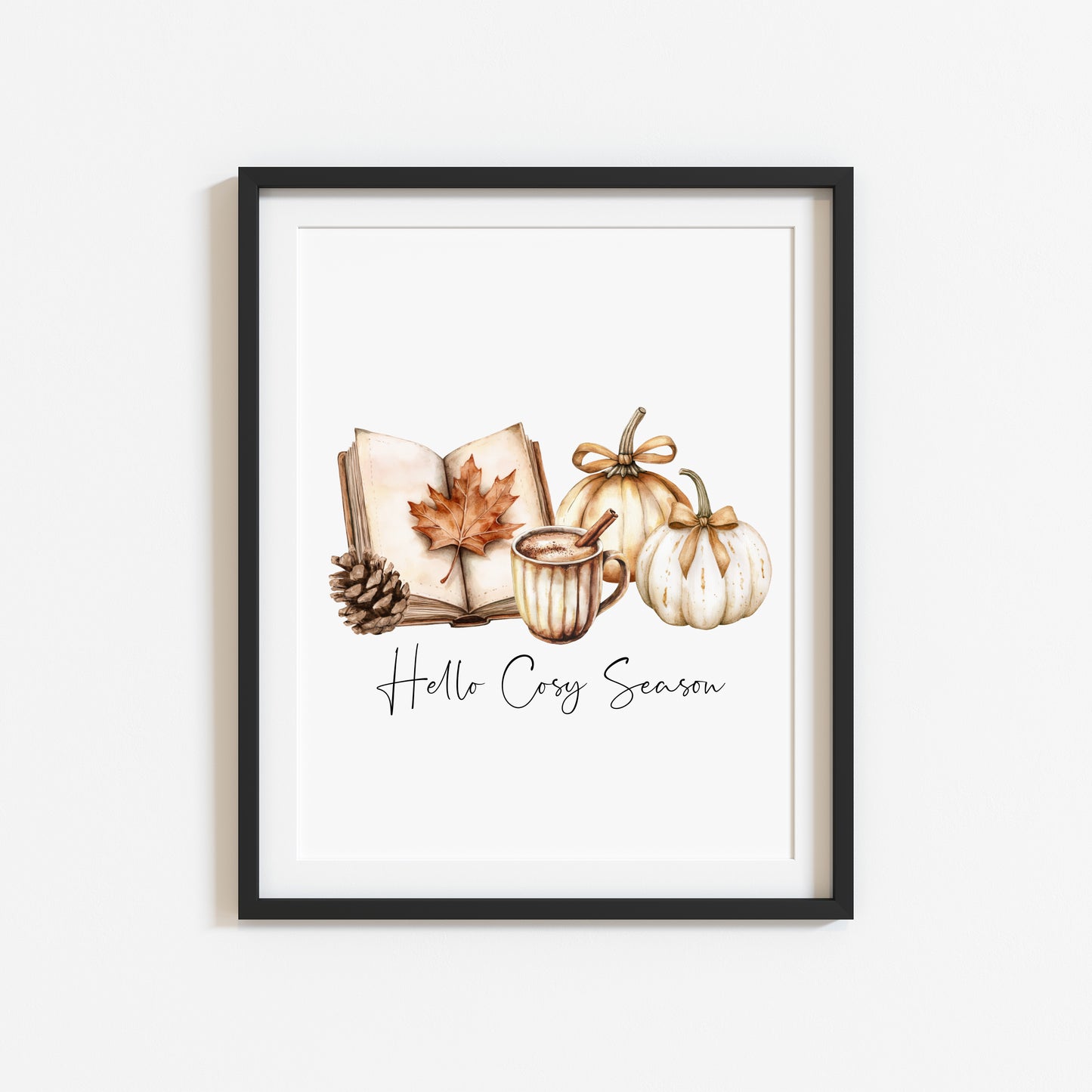 Autumn print, Hello Cosy season pumpkins books autumn unframed wall art poster print, autumn decor, autumn home decor, fall favourites