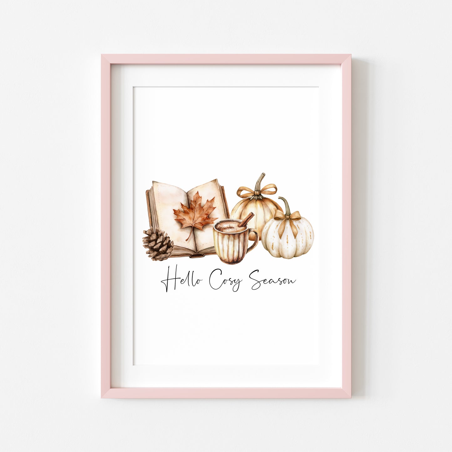 Autumn print, Hello Cosy season pumpkins books autumn unframed wall art poster print, autumn decor, autumn home decor, fall favourites