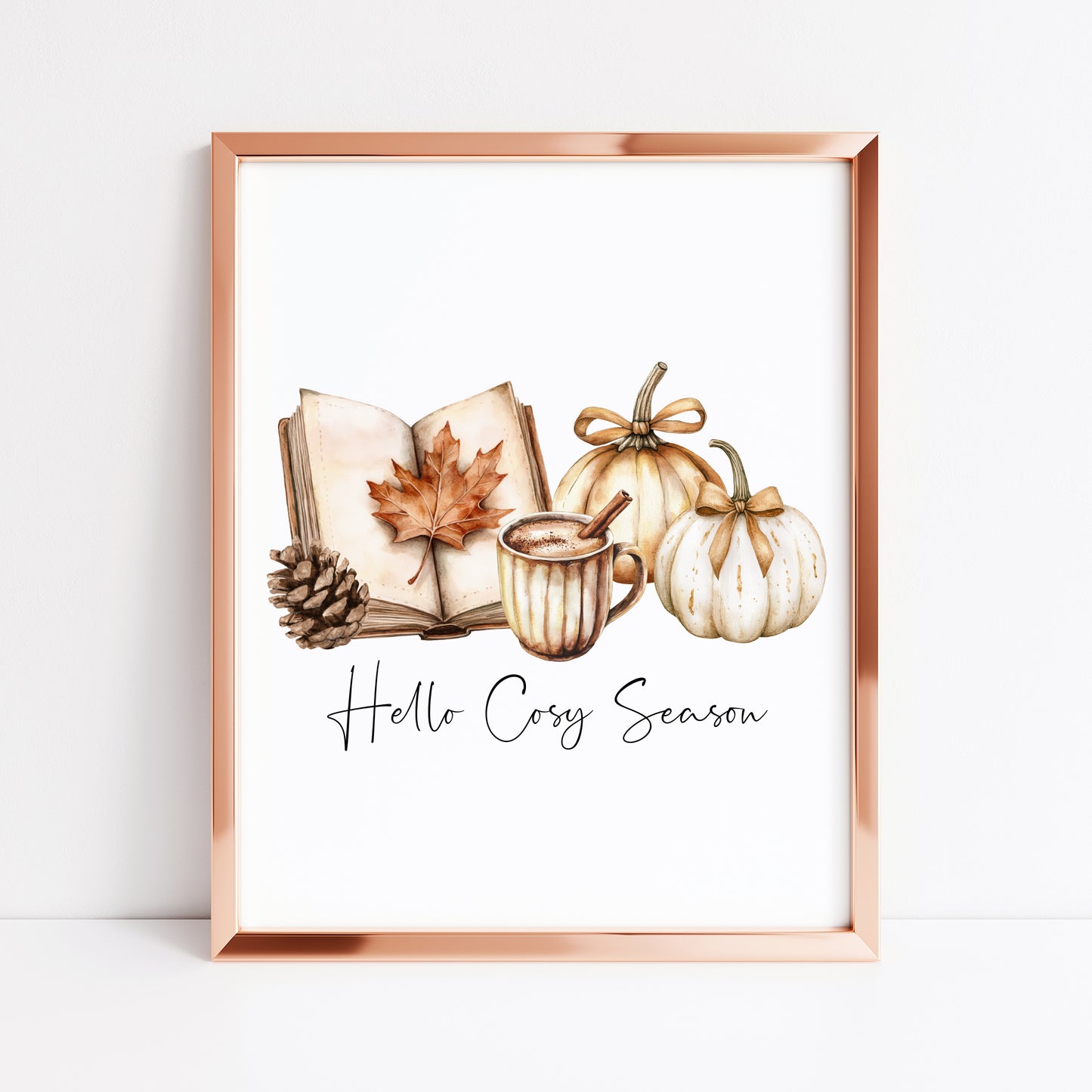 Autumn print, Hello Cosy season pumpkins books autumn unframed wall art poster print, autumn decor, autumn home decor, fall favourites