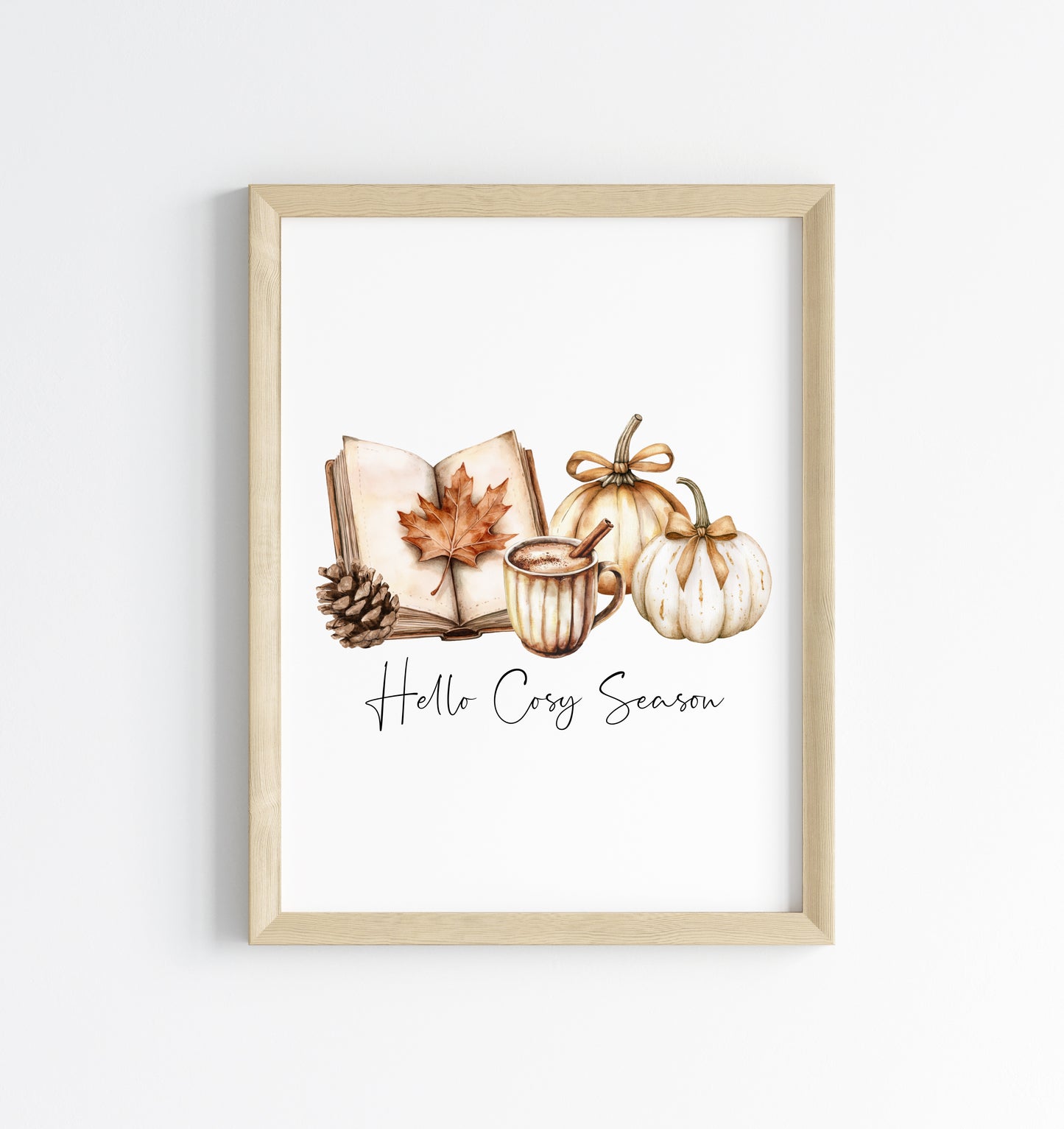 Autumn print, Hello Cosy season pumpkins books autumn unframed wall art poster print, autumn decor, autumn home decor, fall favourites