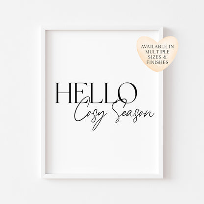 Autumn print Hello Cosy season Fall home decor unframed wall art poster print