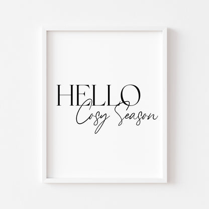 Autumn print Hello Cosy season Fall home decor unframed wall art poster print