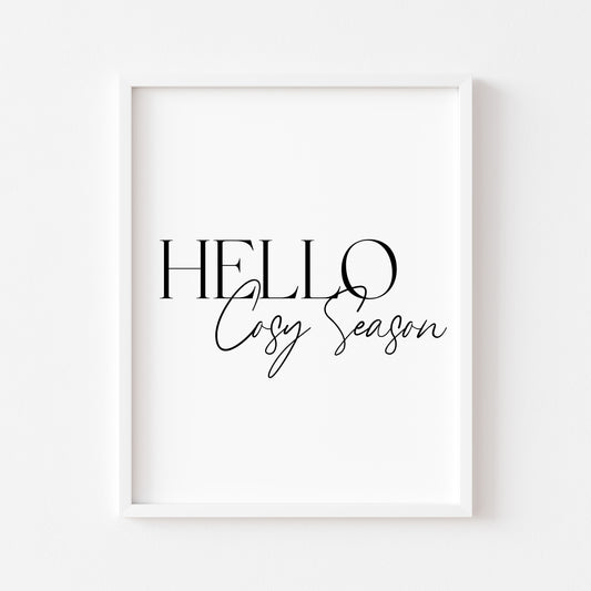 Autumn print Hello Cosy season Fall home decor unframed wall art poster print