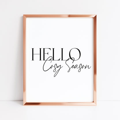 Autumn print Hello Cosy season Fall home decor unframed wall art poster print