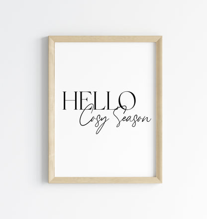 Autumn print Hello Cosy season Fall home decor unframed wall art poster print