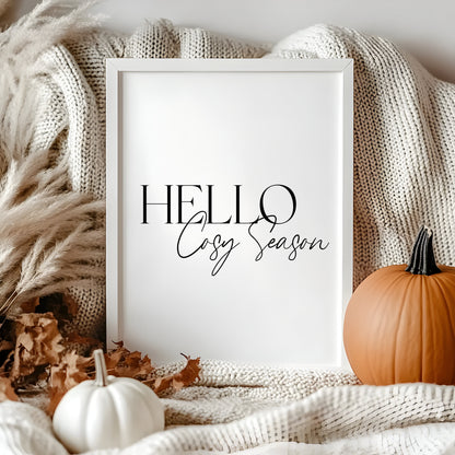 Autumn print Hello Cosy season Fall home decor unframed wall art poster print