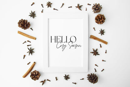Autumn print Hello Cosy season Fall home decor unframed wall art poster print