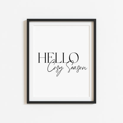 Autumn print Hello Cosy season Fall home decor unframed wall art poster print