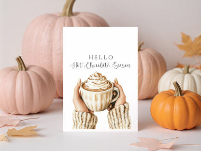 Hot Chocolate print, Cosy warm drinks Autumn Fall Home Decor Wall Art (unframed)