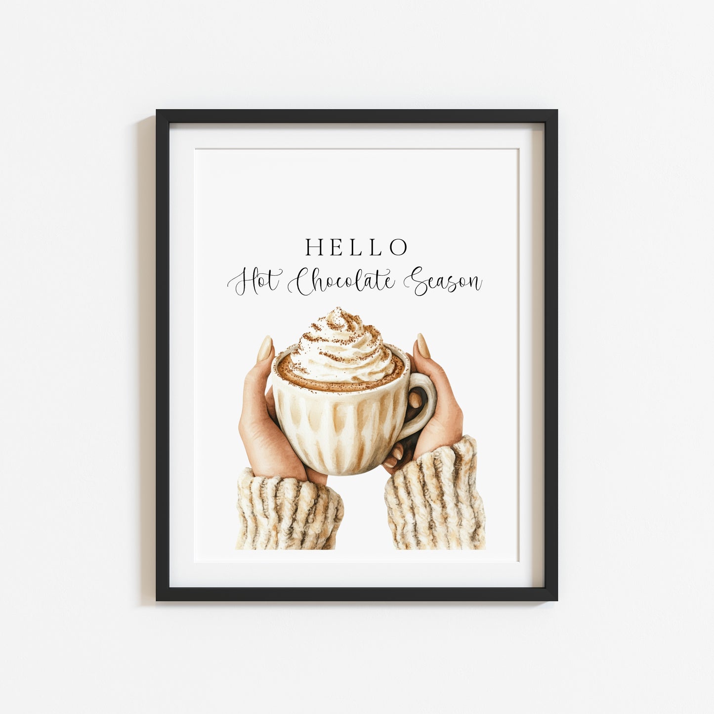 Hot Chocolate print, Cosy warm drinks Autumn Fall Home Decor Wall Art (unframed)