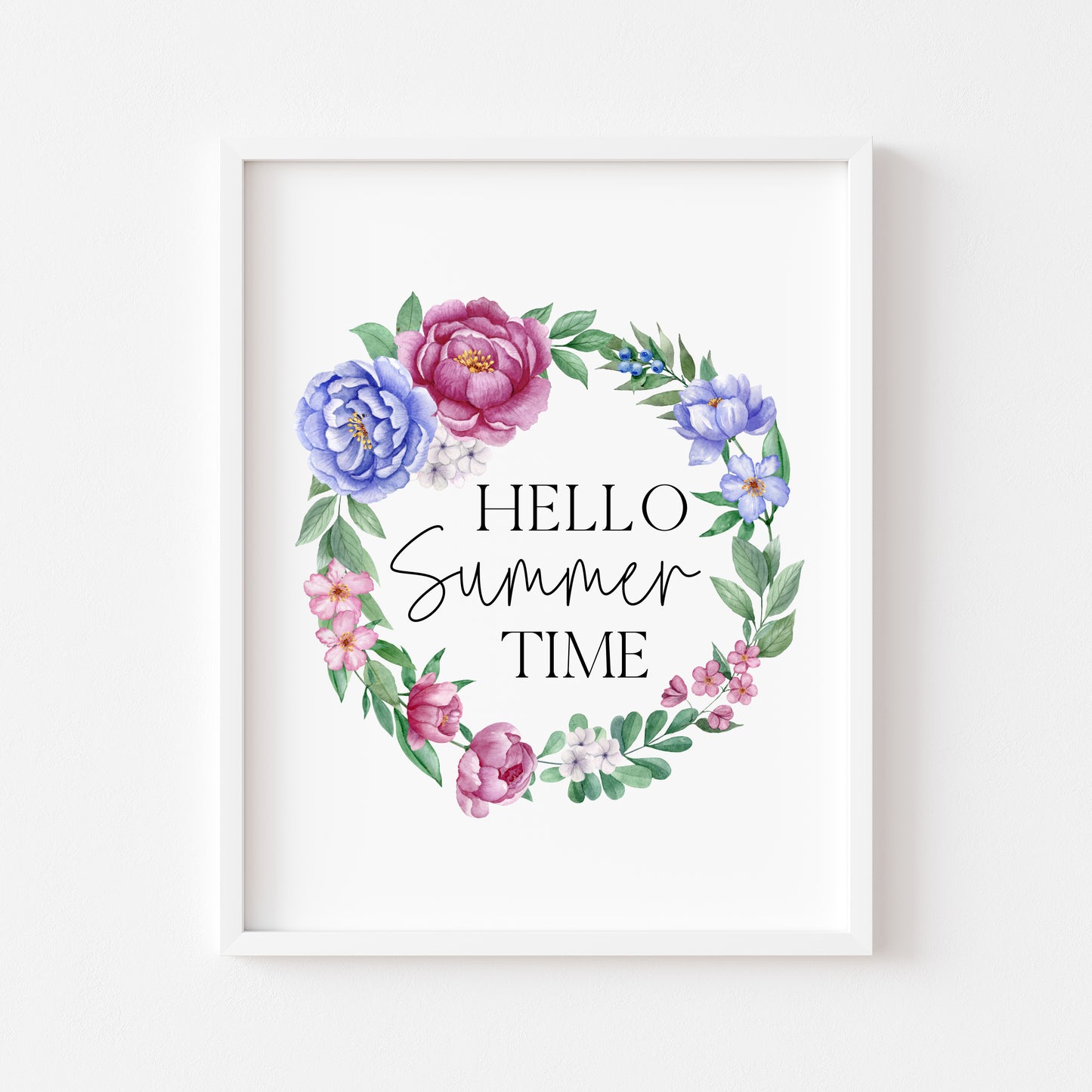 Summer print watercolour wreath seasonal Floral Home Decor (unframed)