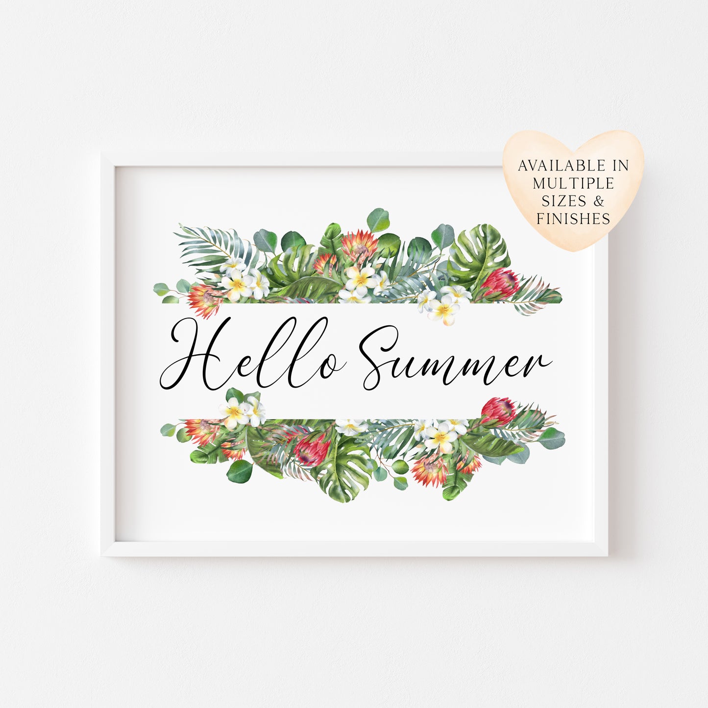 Summer print, Monstera tropical landscape Wreath Print seasonal Home Decor (unframed)