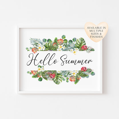 Summer print, Monstera tropical landscape Wreath Print seasonal Home Decor (unframed)