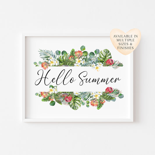 Summer print, Monstera tropical landscape Wreath Print seasonal Home Decor (unframed)