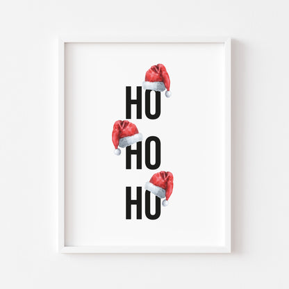 Ho Ho Ho Red Santa Hats Christmas seasonal unframed wall art poster print